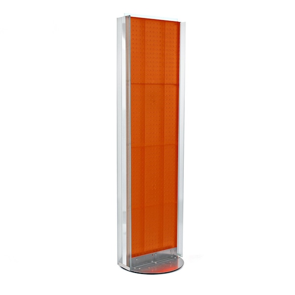 Two-Sided Pegboard Floor Display w/ C-Channel Sides on Revolving Base. Spinner Rack Stand.